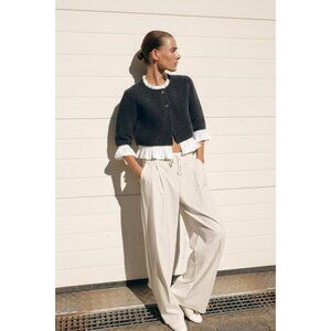 ZARA CONTRAST POPLIN CARDIGAN